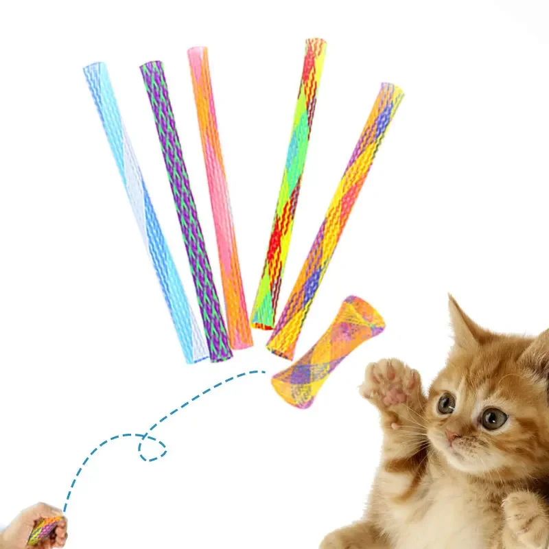 

Pet Cat Toy Cat Grinding Claw Spring Bite Toy Free Folding Stretch Elastic Colorful Spring Hose