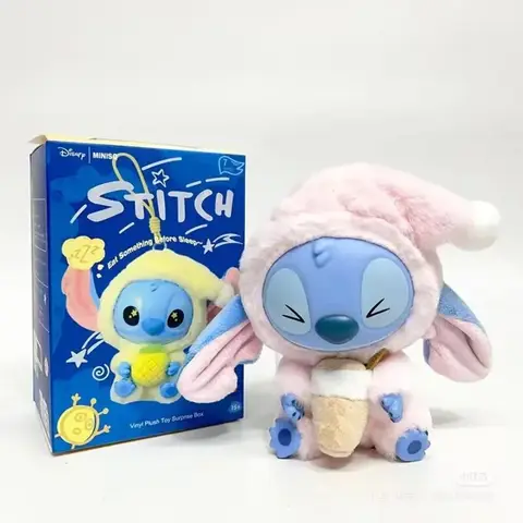 HOT !kawaii Stitch Blind Box Bag Eat Some Thing Before Sleep Series Vinyl Cute Doll Mystery Box Fluffy Doll Adult Gift