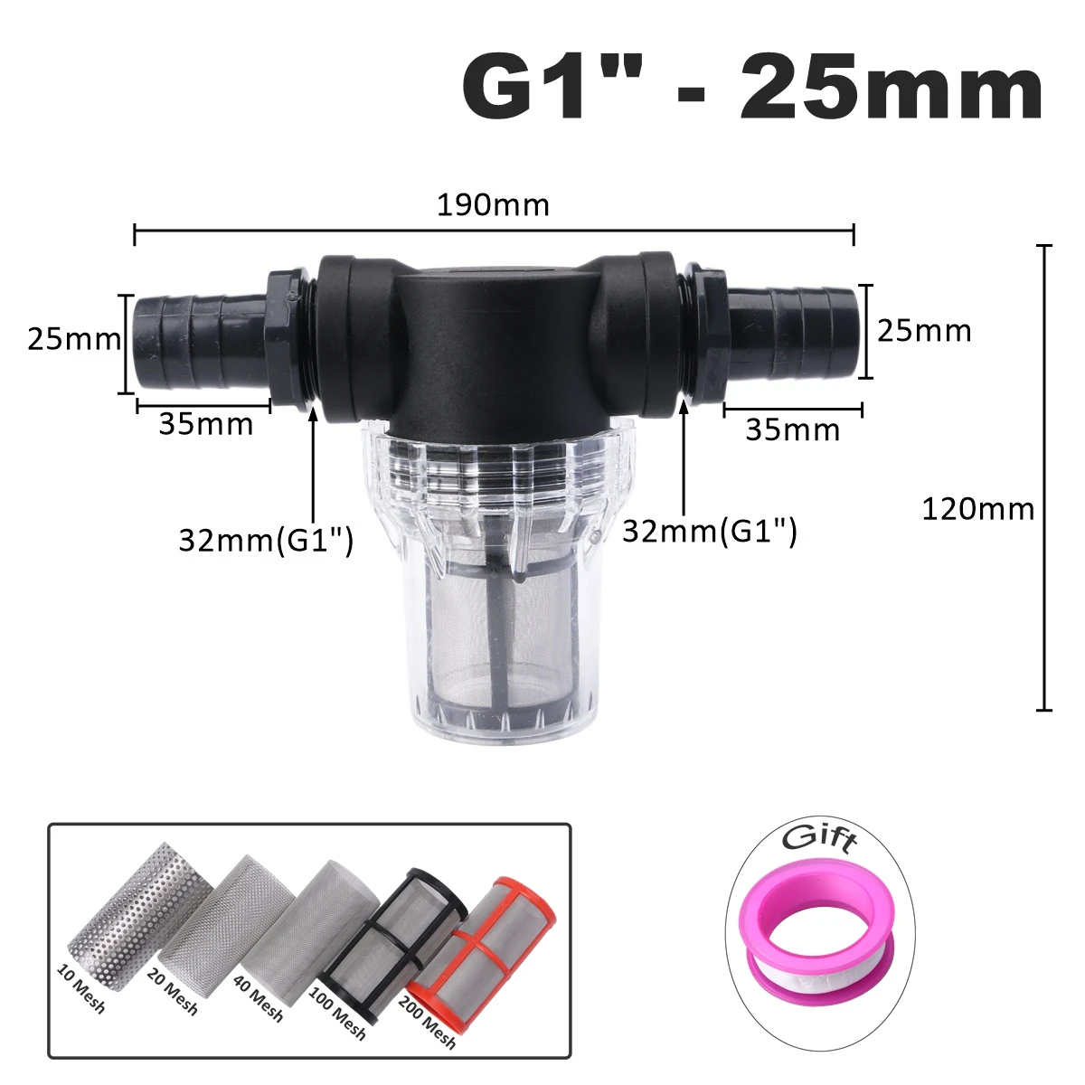 8~30mm PVC Pagoda joint Inlet Filter Garden Irrigation Pipe Watering Filter Aquarium Fish Tank Water Filter Car Wash Pump Filter