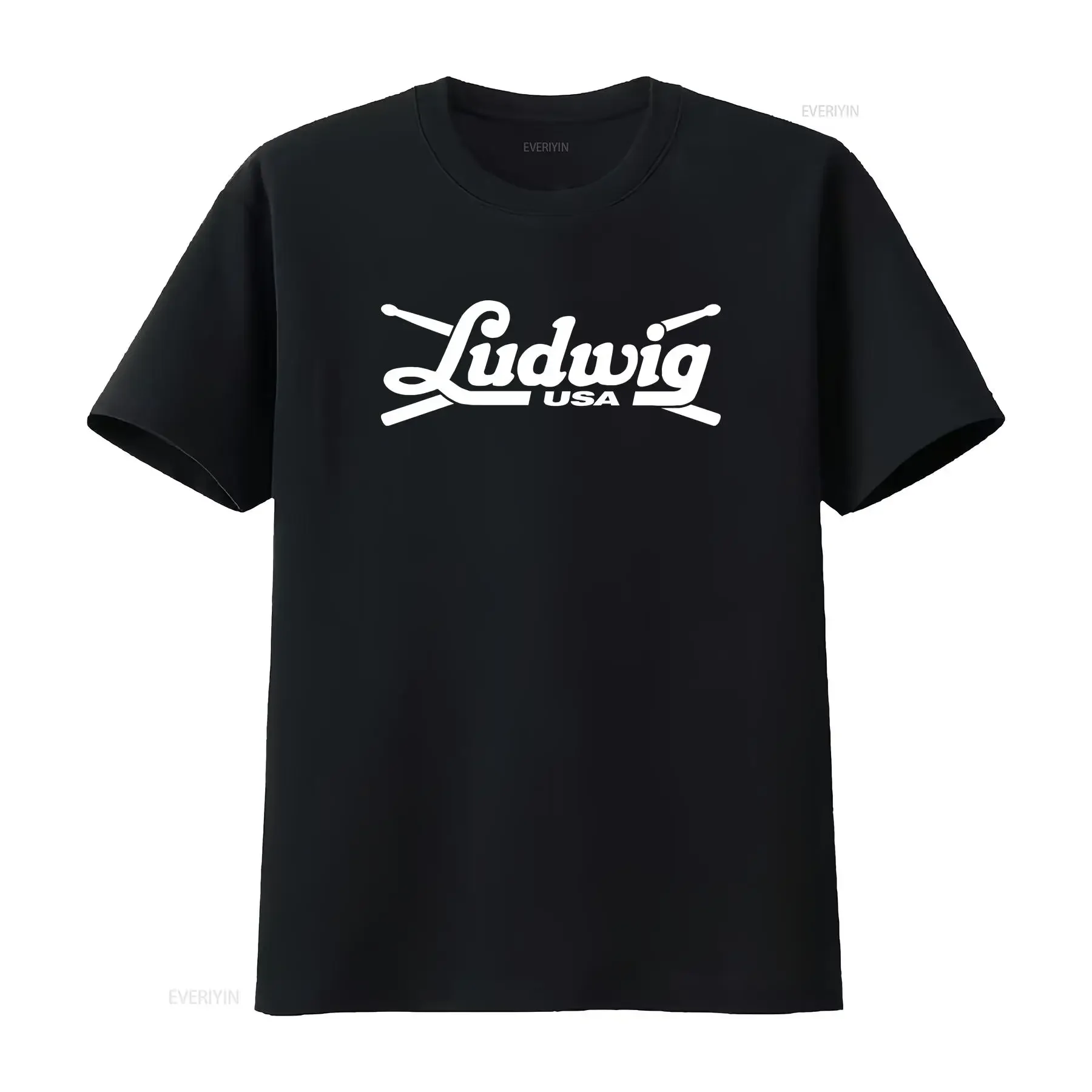 Ludwig drum logo new heavy cotton t shirt vintage Washed streetwear designer clothes Breathable Slightly Unisex homme