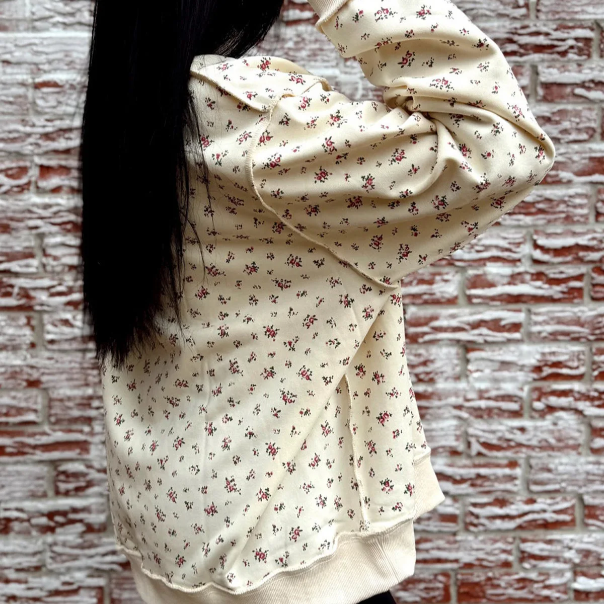 Shiying Sweater Women's Flower Pattern Beauty Size Loose Casual Turtleneck Long-sleeved Top Women
