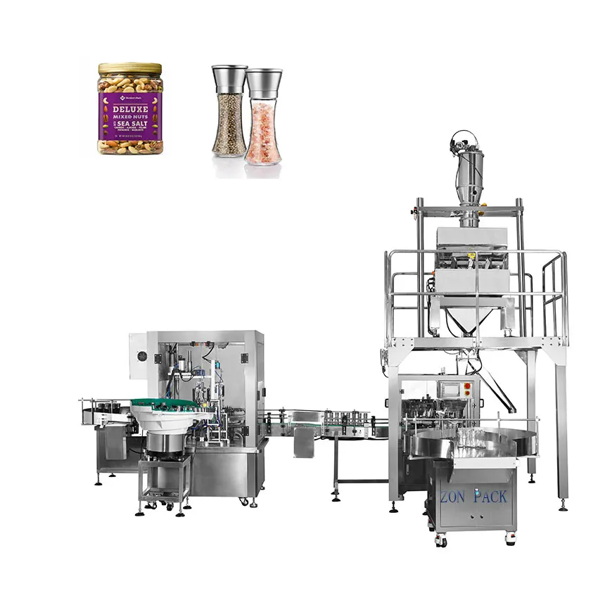 Automatic bottle weigh filling packing line salt spice filling packing machine for 100g 250g 500g