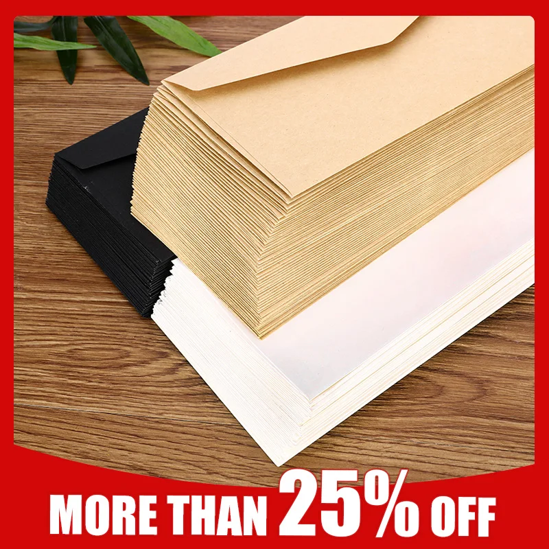 50/100PCS Classical White Black Kraft Blank Paper Window Envelopes for Wedding Invitation Envelope Gift Packaging Bag