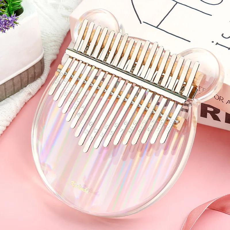 17 Keys Tone Karimba Kalimba Acrylic Crystal Finger Finger Piano Gifts for Kids Adults Beginners, Musical Instrument Present