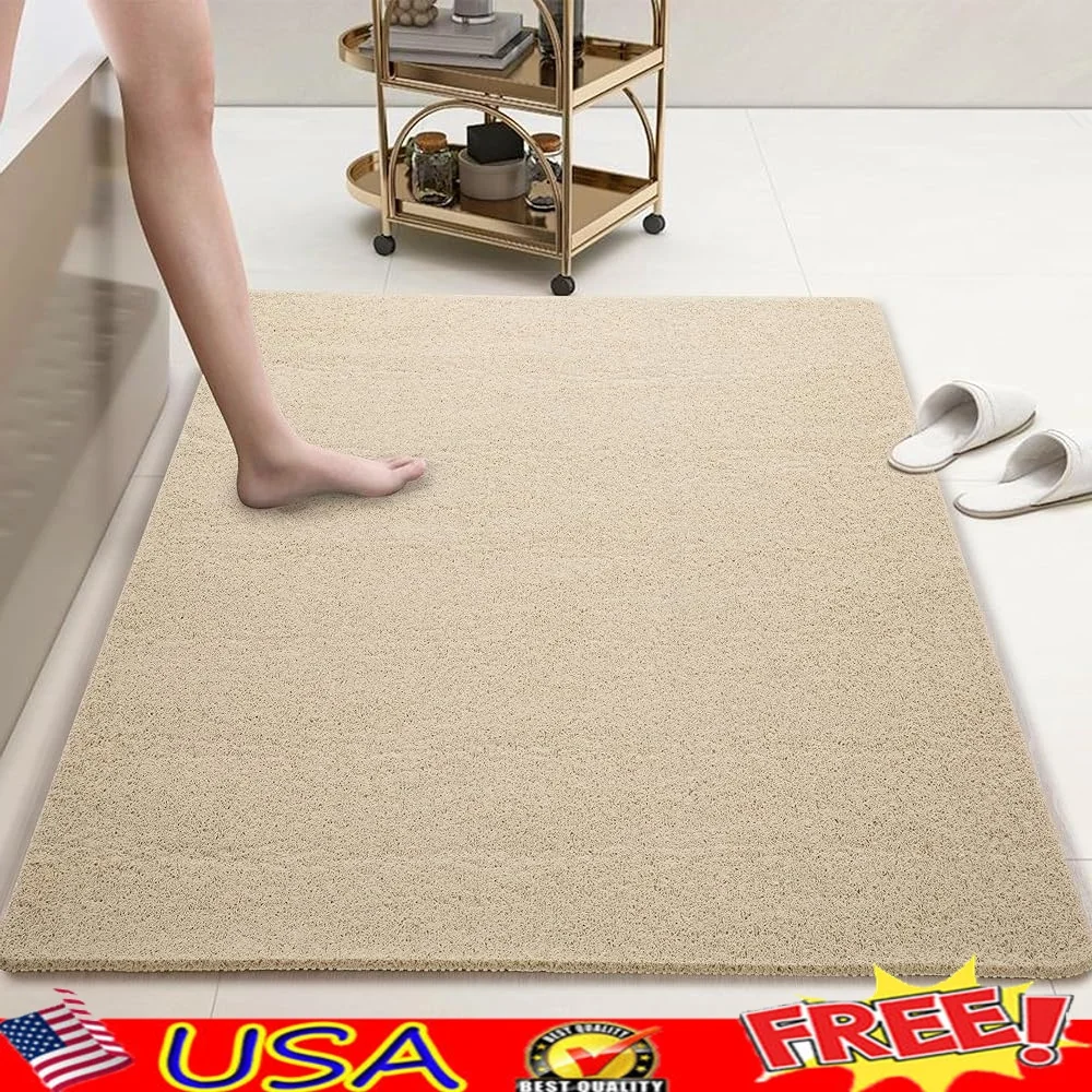 

Extra Large Non-Slip Shower Mat Quick Dry PVC Bath Accessory Exfoliating Loofah Design Durable Bathroom Rug Kids and Elderly
