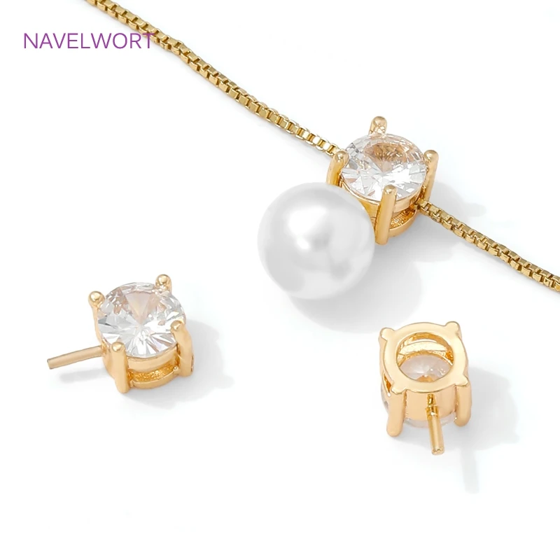 18K مطلية بالذهب اللؤلؤ قلادة تصاعد الكفالات موصلات ، حامل قلادة نحاسية ، الكفالات للمجوهرات ، DIY بها بنفسك مجوهرات صنع الملحقات #2