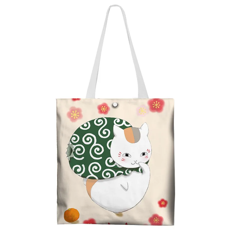 

Natsume Yuujinchou Nyanko-sensei Double-Shoulder Bag Canvas Colorful 2-side Cartoon Printings Shopping Tote Bag