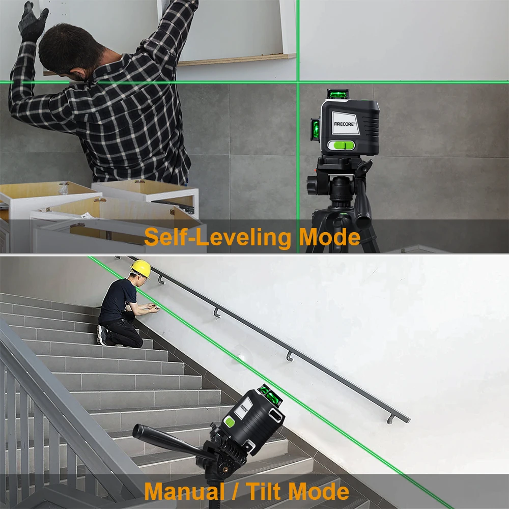 Imagem -05 - Fireecore 360 Laser Nível 12 Linhas 3d Autonivelante Linhas Cruzadas Horizontais e Verticais Super Poderosa Ferramenta de Nível Laser Verde G50