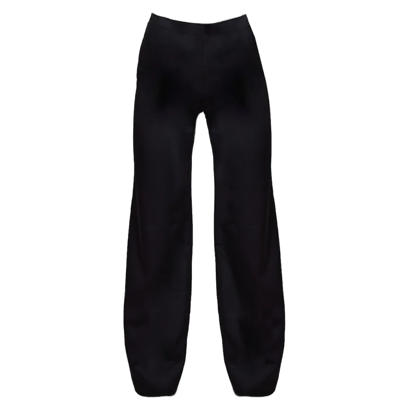 2025 Casual ademende wijde pijpen broek dames elastische taille afslankende zwarte kantoorfeestbroek