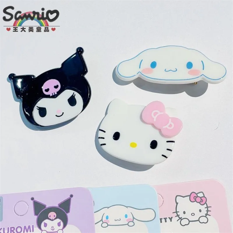 Sanrio kawaii prawdziwa Hello Kitty Kuromi Cinnamoroll spinka do włosów słodka boczny zacisk dziewczynka cartoon cartoon prążki grzywka spinka