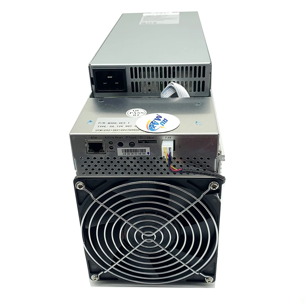 MicroBT WhatsMiner M30S+ 102TH/s SHA-256 Bitcoin Miner - كفاءة 34J/TH مع طاقة 3400 وات وAC200-277V PSU شحن سريع