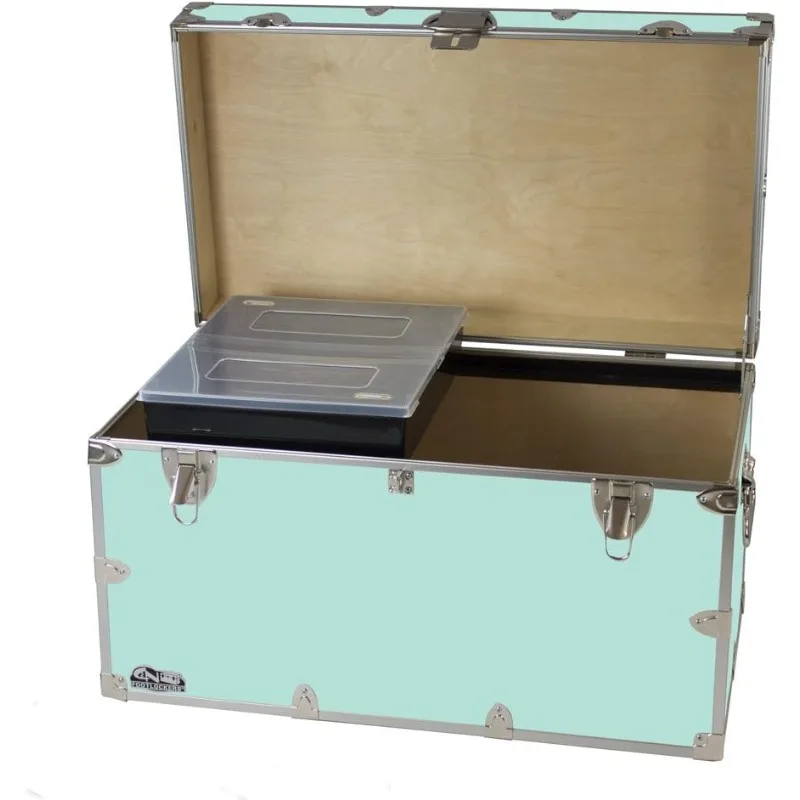 XL Graduate Storage Trunk W/Tray - Made in The USA - STEEL Footlocker for College Dorm Room & Summer Camp