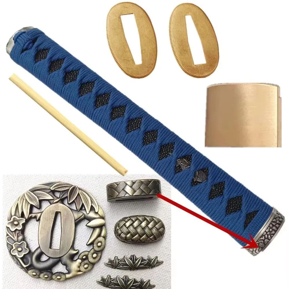 

26cm Handle Japanese Samurai Katana/Wakizashi Sword Accessory Set Tsuba+Habaki+Seppa Fittings
