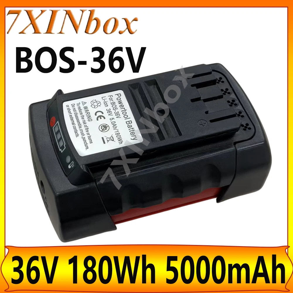 7XINbox 36V 180Wh 5000mAh Replacement Battery For Bosch 36V BOS-36V BAT836 BAT837 BAT838 207336107 Cordless Power Tools