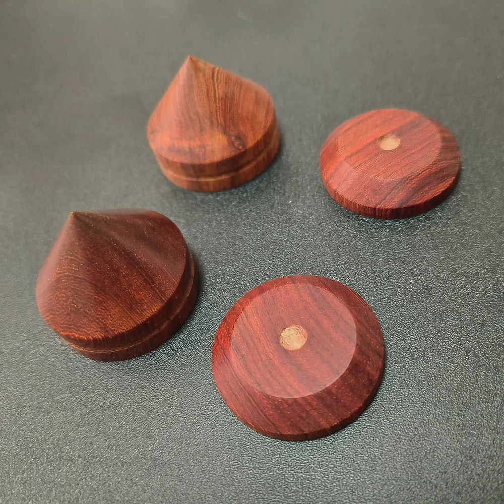 High-End 4er-Set HiFi Audio Lautsprecherständer Holz-Fußpolster Anti-Schock-Absorber Spike Isolationsfüße für Verstärker Vorverstärker DAC PC-Gehäuse – Detail 6