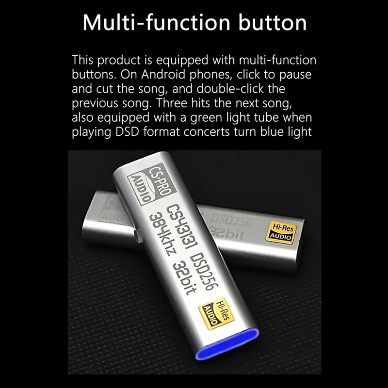 DAC CS43131 DSD256 усилитель для наушников USB Type C до 3,5 мм Выход AUX адаптер Серебряный Hi-Fi аудио чип для Android