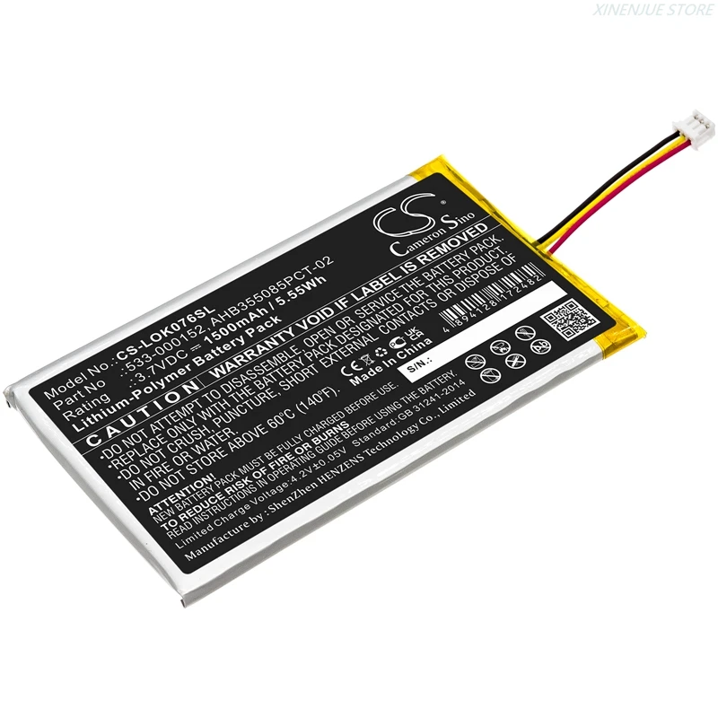 Keyboard Battery 3.7V/1500mAh 533-000152, AHB355085PCT-02, L/N:2012 for Logitech G913, G913 TKL, YR0076