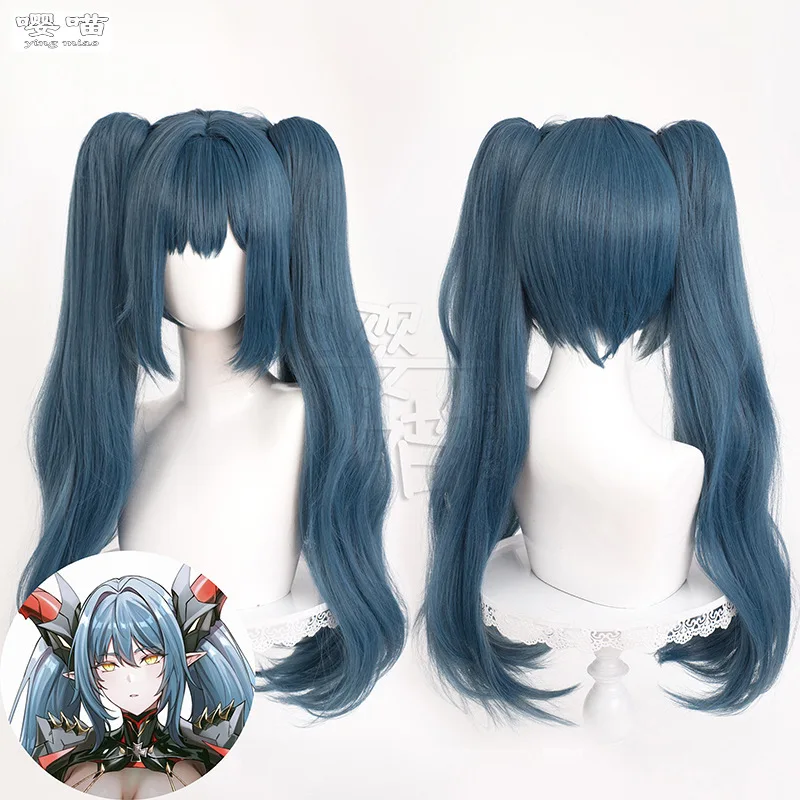 Jogo azur lane regensburg peruca cosplay 70cm azul escuro resistente ao calor cabelo sintético anime cosplay perucas halloween festa das mulheres dos homens