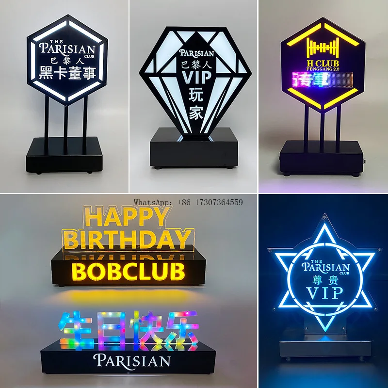 

Nightclub bar LED luminous reserved sign atmosphere props VIP black card sensible reserved light sign creativity, positioning si
