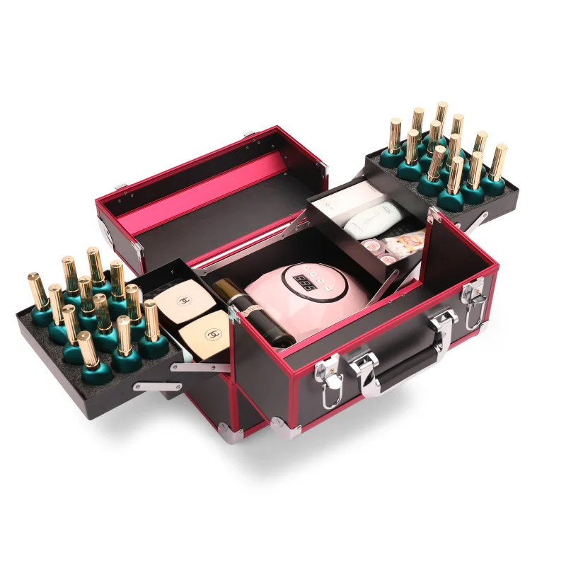 Follow the Makeup Artist Makeup Box Embroidery Beauty Nail Large Capacity Portable Portable Beauty Box