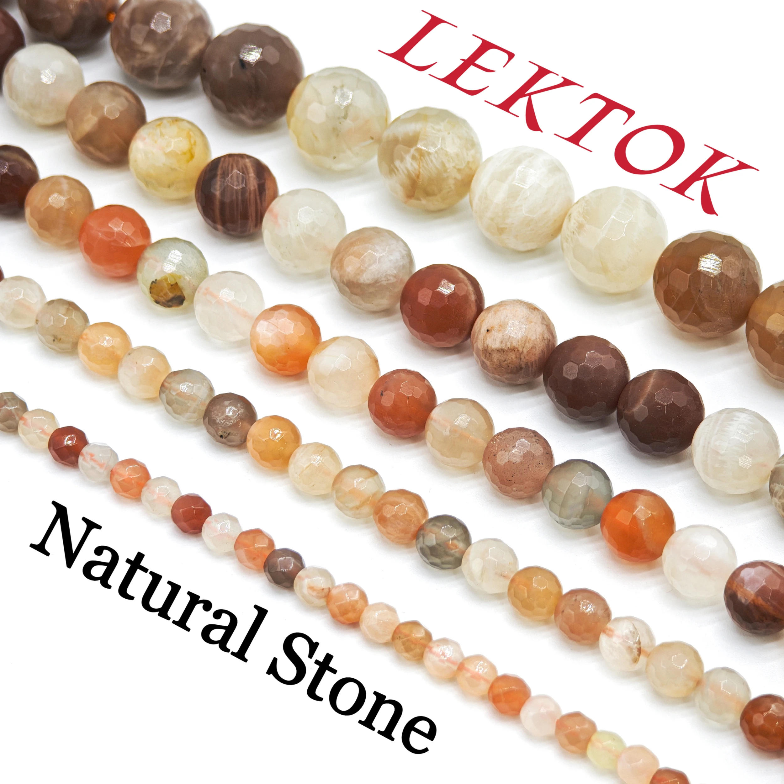 

4-12mm Rainbow Moonstone Round Faceted Beads, AAA Healing Stone for DIY Jewelry & Gemstone Collectors, Loose Beads
