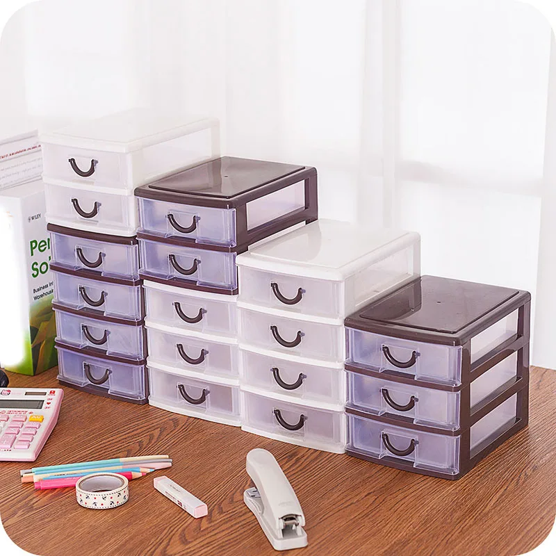 Plastic Storage Box for Office Table,Desktop Organizer,Sundries Holder,Cosmetic Drawer,2 Drawers Style,Durable,2Drawers,3Drawers