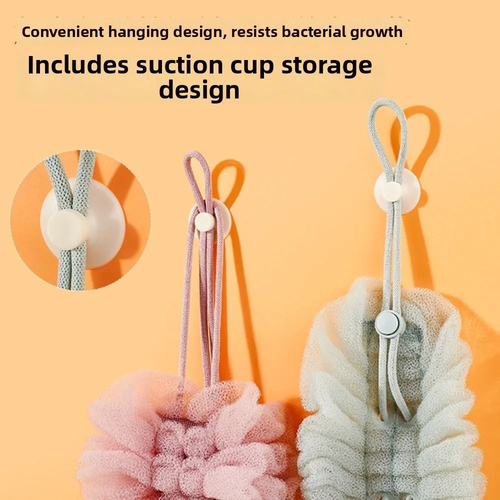 

2in1 Stretchable Shower Balls Reusable Rich Bubble Back Exfoliating Scrubber with Suction Cup Multifunctional Bubble Bath Balls