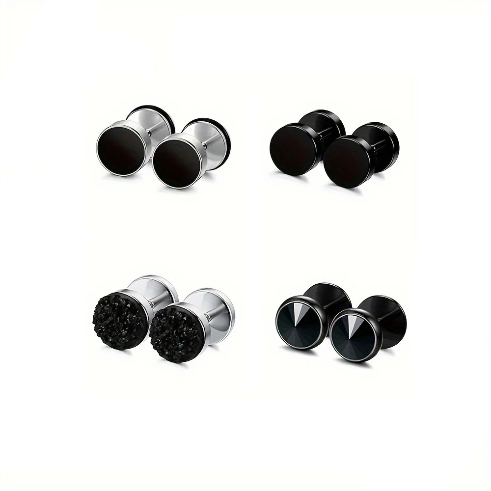 Men's Hypoallergenic Zirconia Stud Earrings, Gift Set