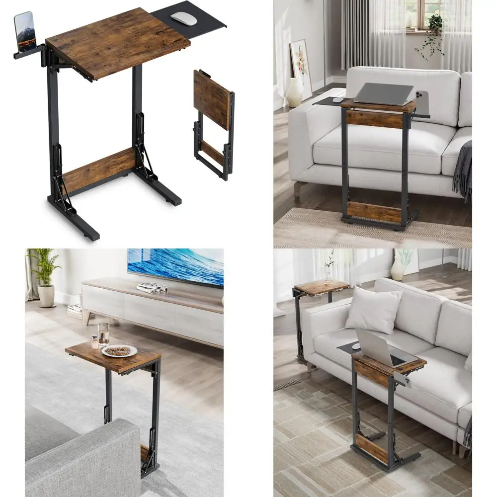 

Foldable Laptop Desk with Mouse Tray for Couch, Portable Sofa Side Table, Compact Desk for Couch Use