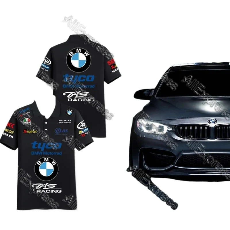 

Рубашка-поло унисекс 2025 BWM, летняя мода 2025 года, мотоциклетная одежда для верховой езды, свободный легкий дизайн локомотива, мужская и женская одежда