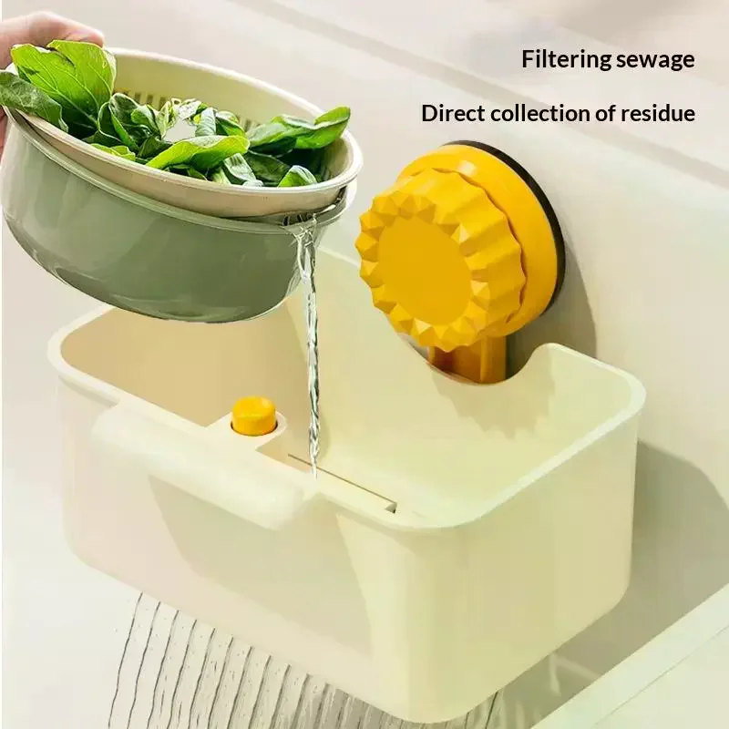 

Sink Drain Strainer Basket Sink Washing Basin Anti Leak Filter Basin Suction Cup Rack One Click Press Type Grid Drain Storage