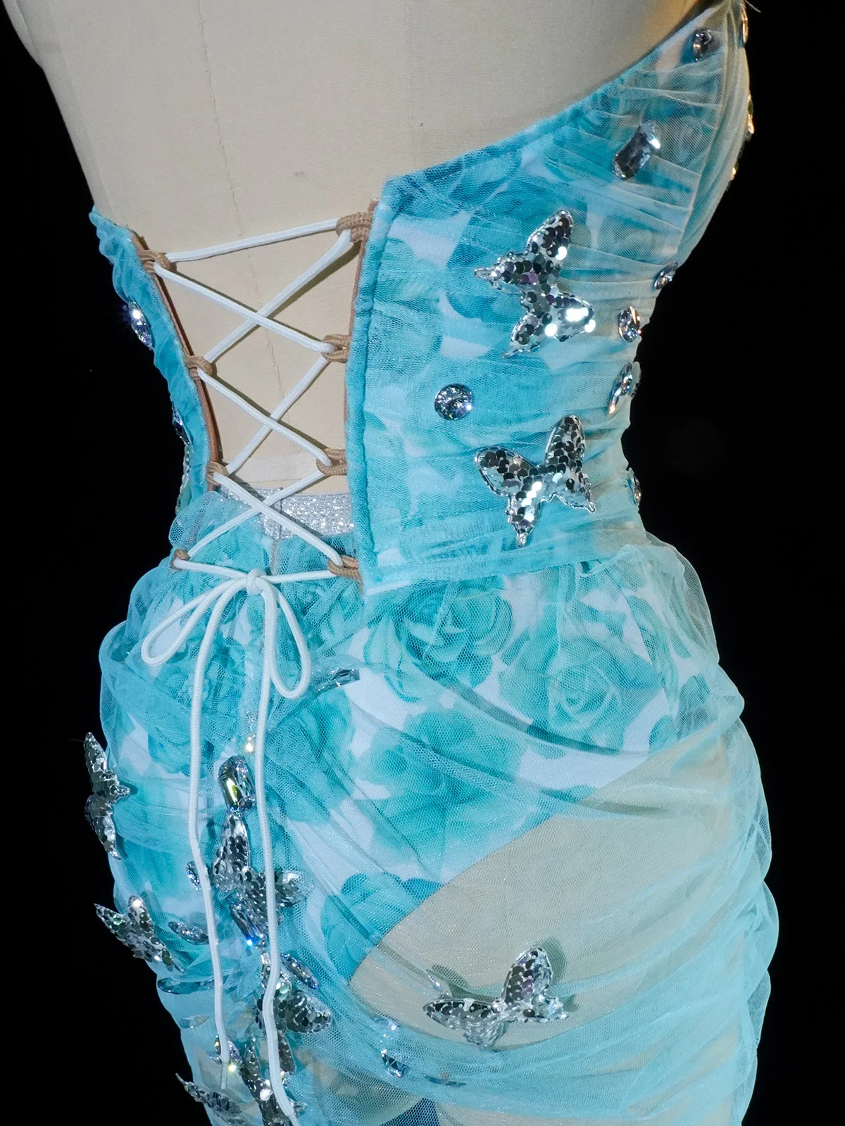 صفارة الإنذار فراشة الترتر تنورة علوية مجموعة النساء الثنائي لهجة المنشور الوردي منتصف الليل البط البري ملهى زي عيد ميلاد نادي المغني المرحلة ارتداء ​