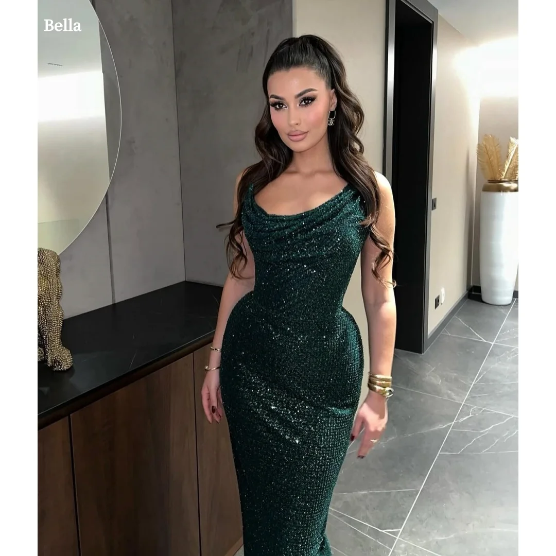 

Bella Customized Sequins Strapless Backless robes de soirée Sleeveless Party Dresses Sheath Dress Floor-Length Prom Dress 2025