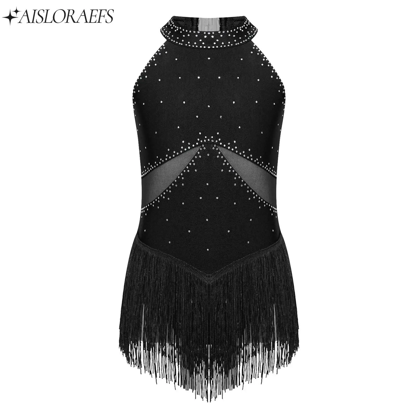 

Girl Prom Tassel Skirt Latin Dance Clothing Girls Ballet Gymnastics Leotard Dance Competition Costume