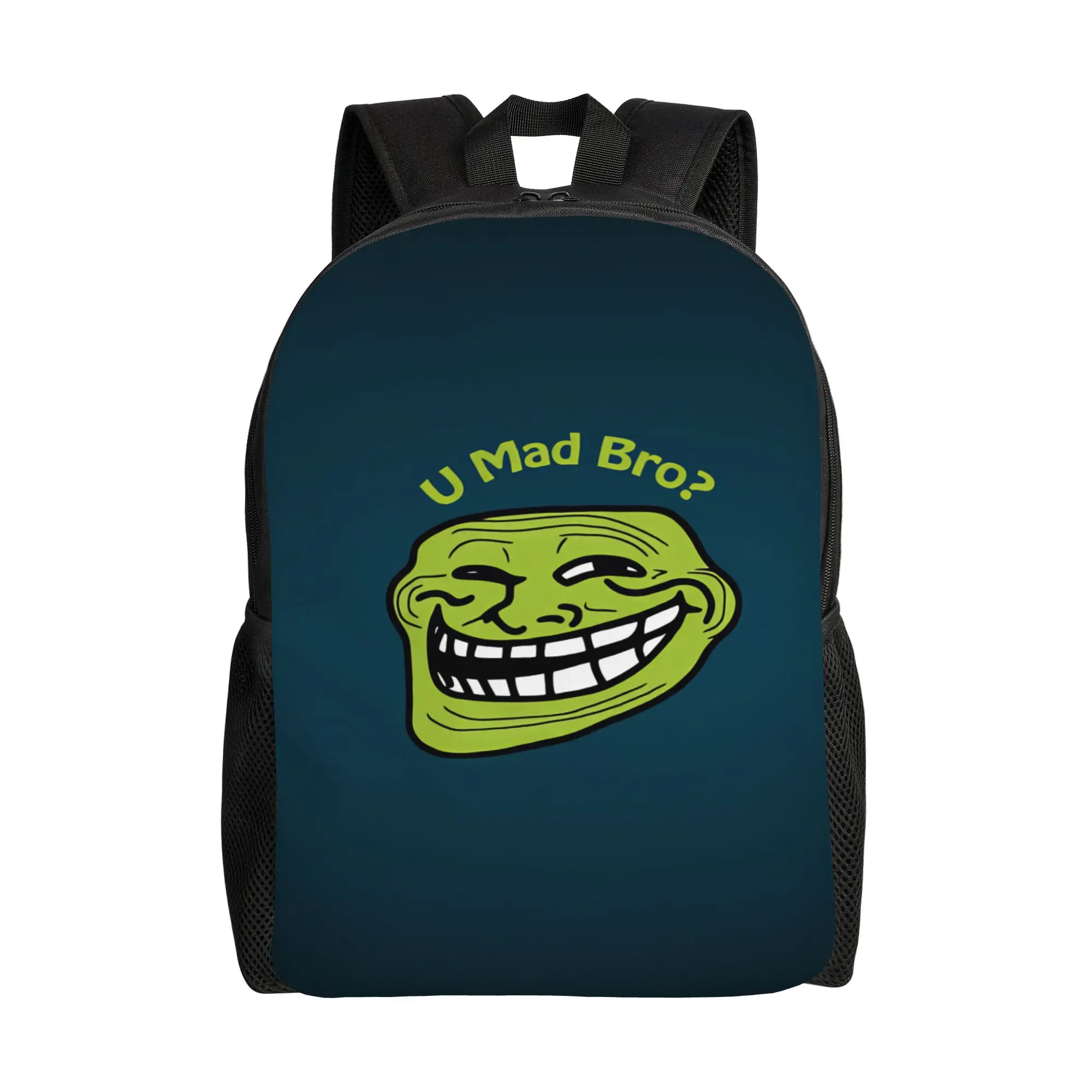 Рюкзак с мемом Trollface, унисекс, прочный, из полиэстера, милый школьный рюкзак, для тренировок, высокого качества.