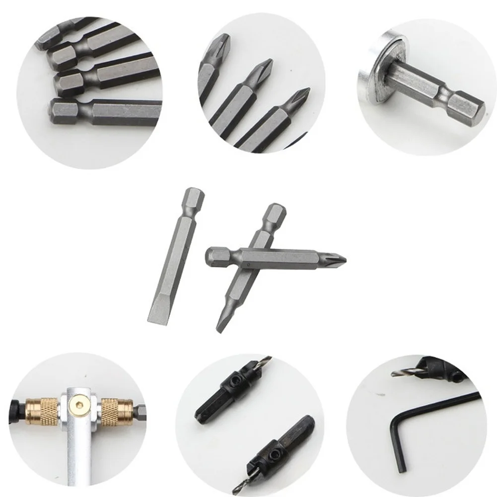 20pcs drill bit set with screwdriver tips high steel material 6.35mm hex shank for tool engagement 20pcs drill