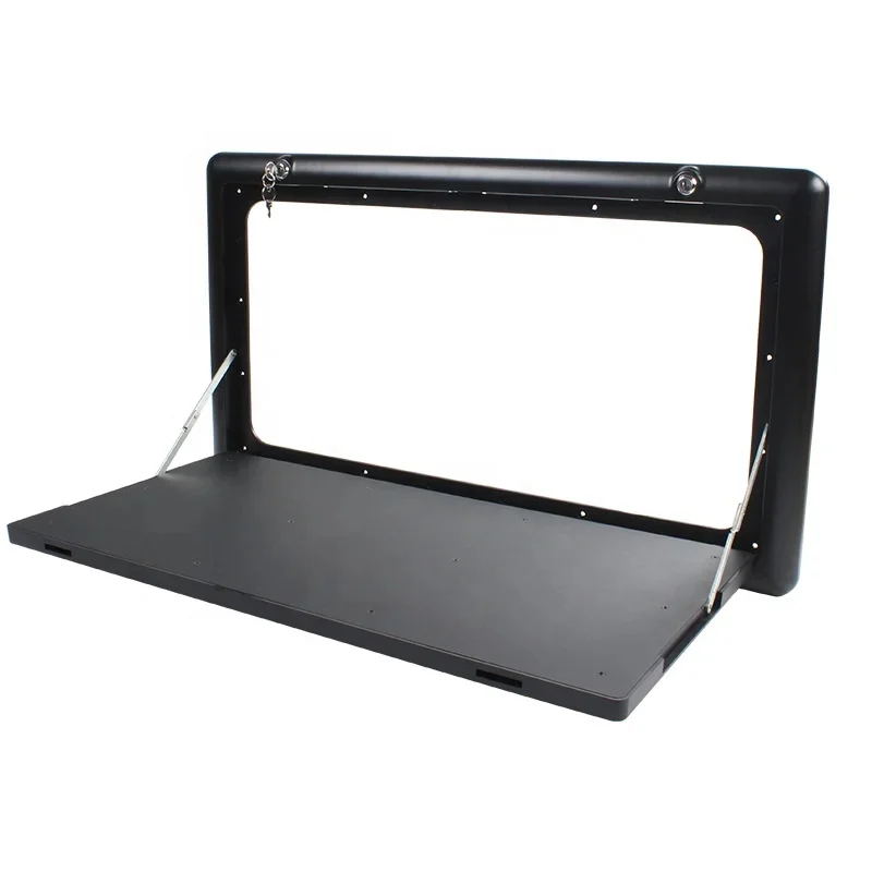800*450mm RV Folding Table with LED Light Lockable Camper Black Outside Picnic Wall Mounted Table