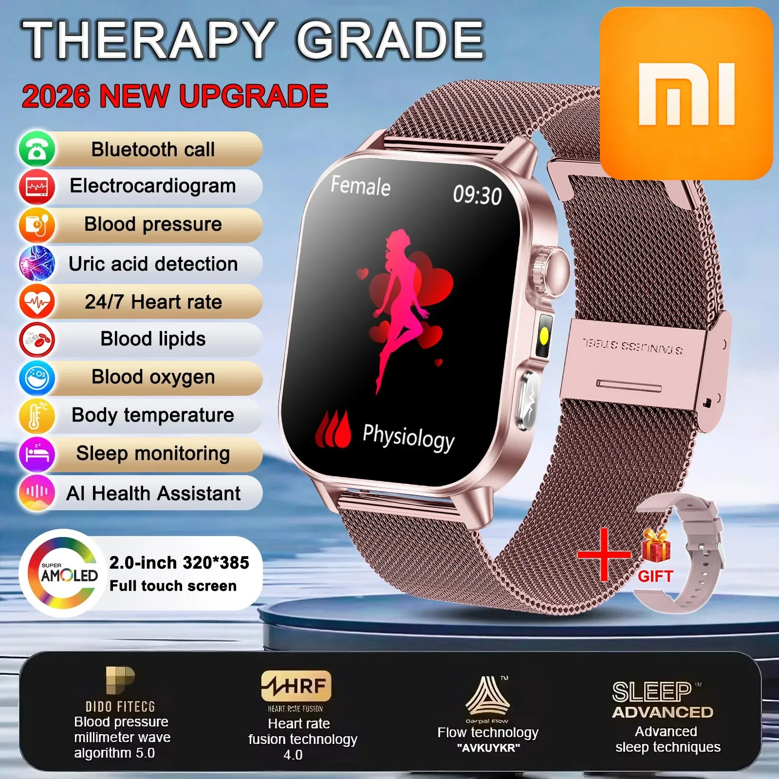 

Смарт-часы XIAOMI 2026: Новые профессиональные умные часы для здоровья с ЭКГ+ППГ, измерением ЧСС, артериального давления, уровня мочевой кислоты, липидов, ИИ-функциями, Bluetooth-вызовами