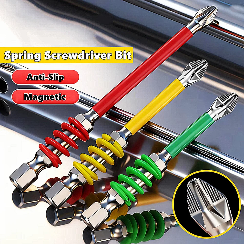 Spring Screwdriver Bits Magnetic PH2 Driver Screw Anti-slip 60/90/110mm 1/4'' Hex Shank Drill Head Electric Repair Tool