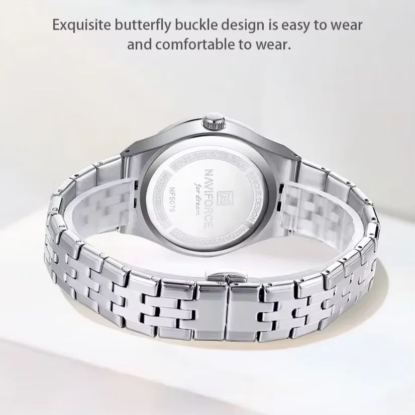 NAVIFORCE Couple Watches Men Women Luxury Stainless Steel Quartz Wristwatch Luminous Date 3ATM Waterproof Lover Watch Set
