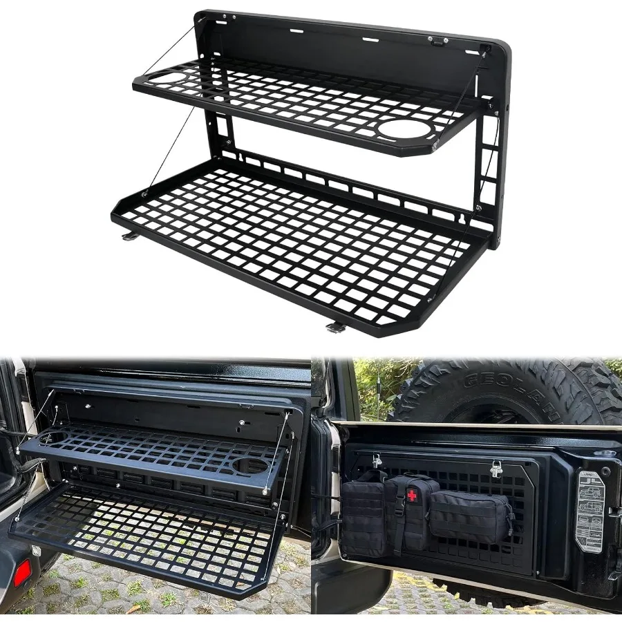 

2Tier Tailgate Table Rear Foldable Storage Cargo Rack Outdoor Camping Desk for 20072022 Jeep Wrangler JKJL 4 Door Not Fit JK Mo