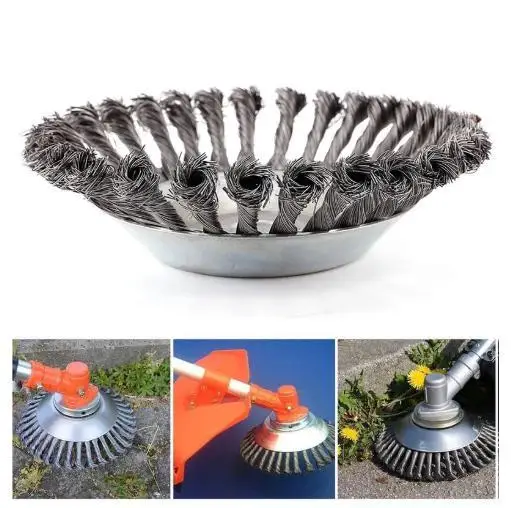 150mm Steel Wire Wheel Garden Weed Brush Lawn Mower Grass Eater Trimmer Brush Cutter Tools Garden Grass Trimmer Head Weed Brush