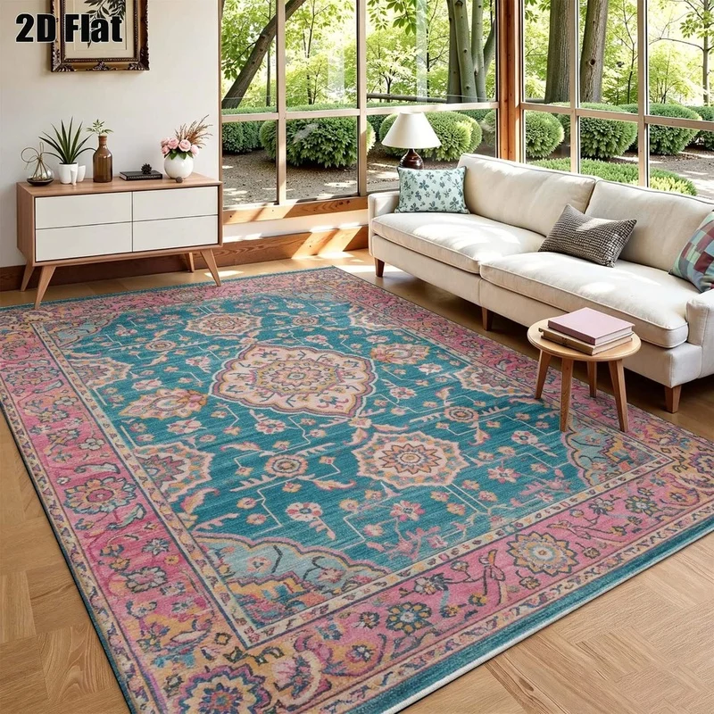 1Pc Bohemian Retro Printed Rug, Warm Home Decoration, Suitable for European Palace Style, for Living Room, Bedroom, Entryway, Office, Corridor and Other Areas