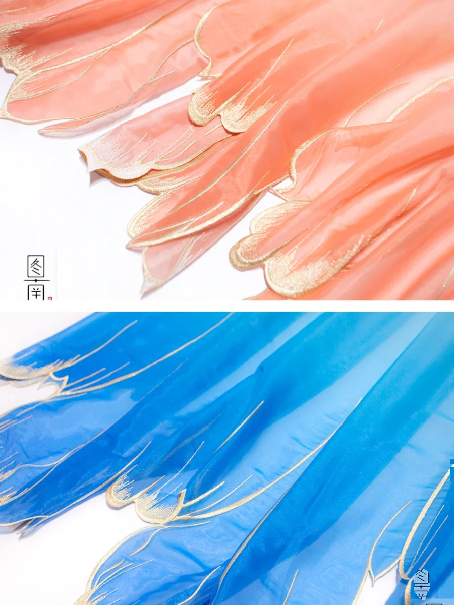 embroidery lotus leaf soft fabric DIY hanfu shirts doll cloth (Repair the fabric edges by yourself)