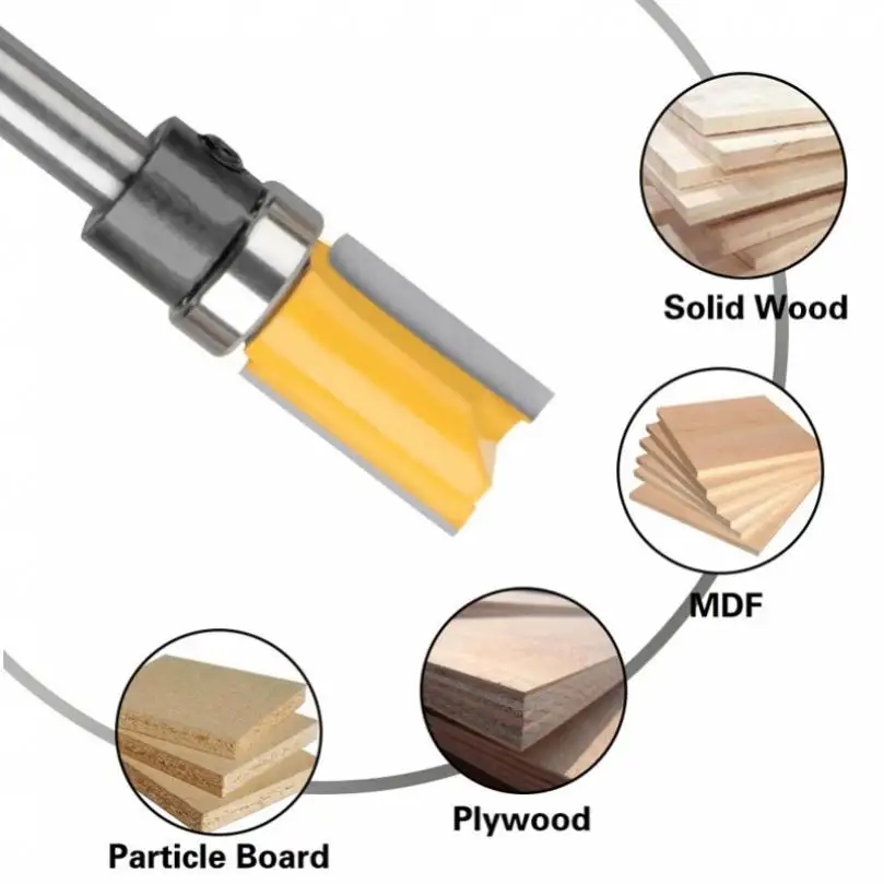 4pcs Straight Wood Milling Cutters for Woodworking Tool, 1/4 Inch Shank Lengthened Trimming Cutter Prevent Tearing