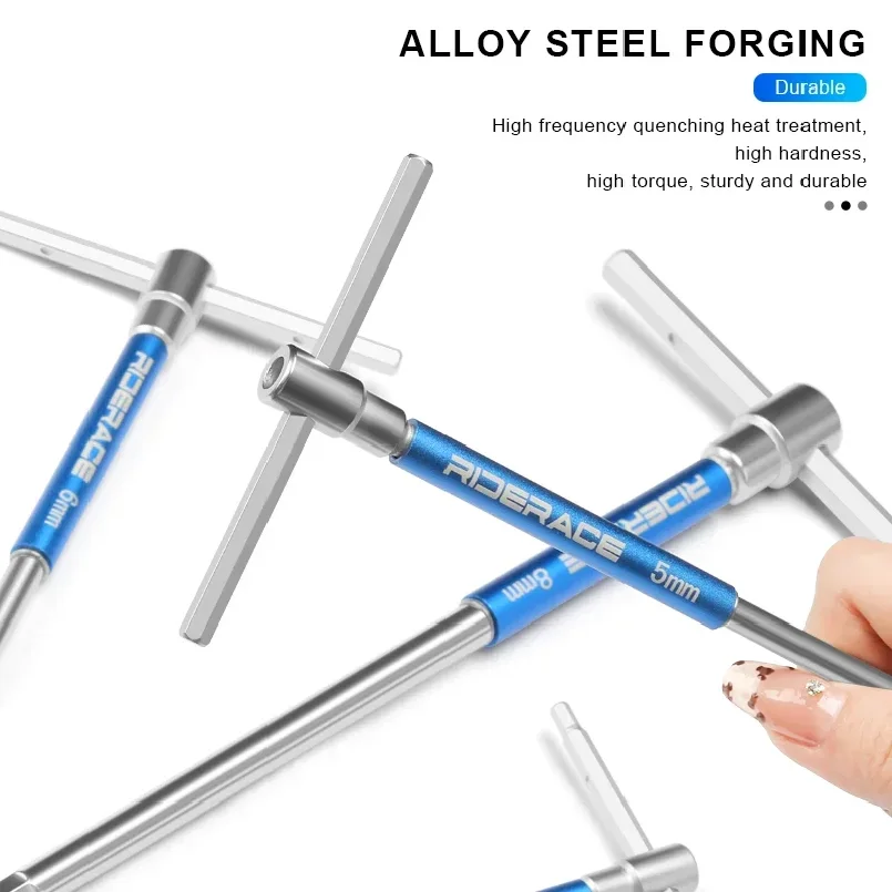 Bicycle Allen Hex Key Wrench Hand Bike Repair Tools Set T Handle 2/2.5/3/4/5/6/8/10mm CRV Steel Inner Hexagon Spanner view 2