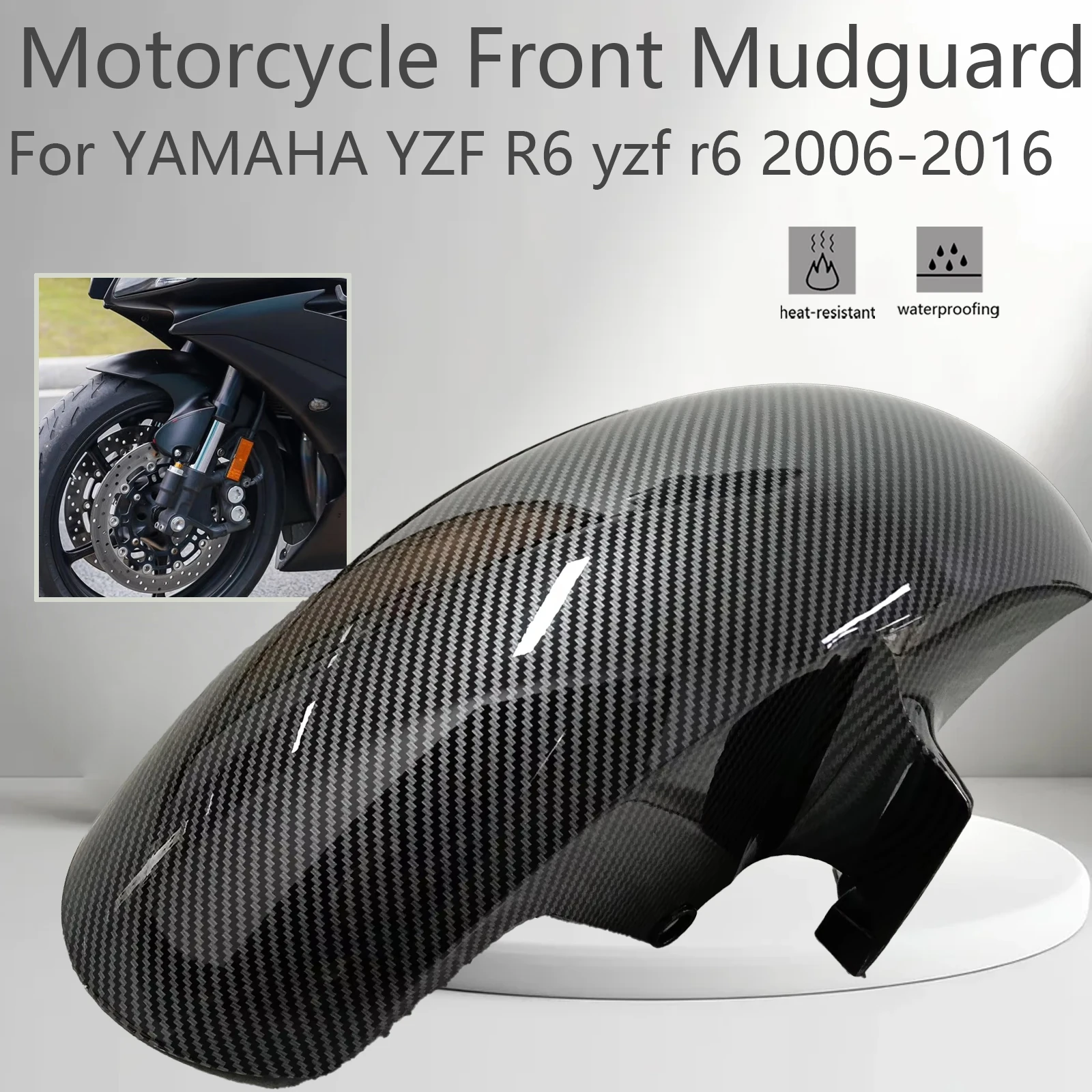 

Motorcycle Accessories For YAMAHA YZF R6 yzf r6 2006-2016 Front Mudguard Parts Fairing Parts ABS Carbon Fiber Color