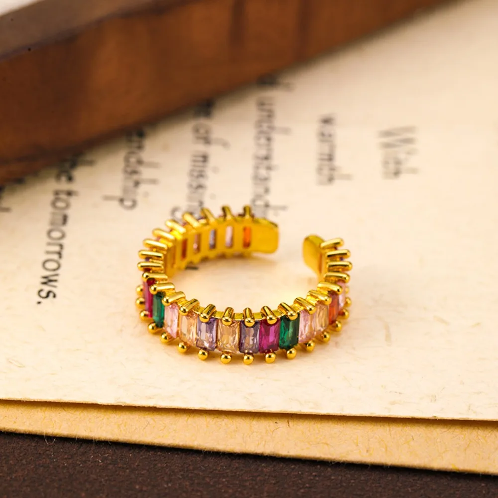 Крошечные цветные кольца с цирконом, геометрический дизайн, женское кольцо на палец из нержавеющей стали, нержавеющее регулируемое французское винтажное кольцо, подарки