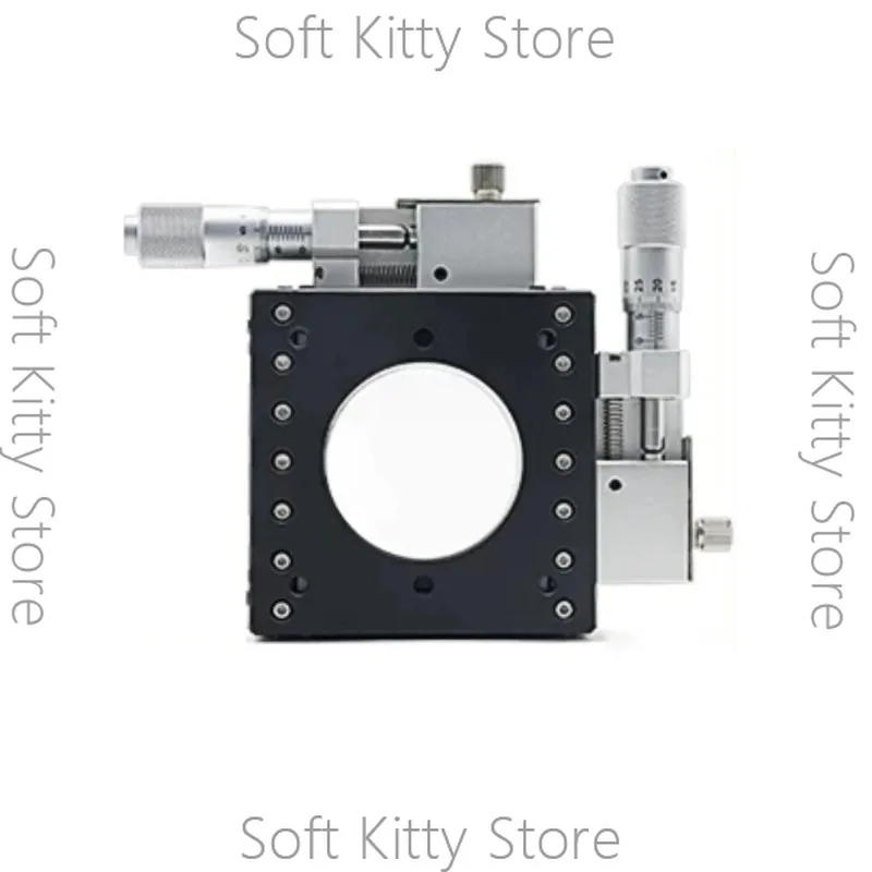Manual XY Axis Micrometer Drive Hollow Translation Stage, Crossed Roller Guide, 70x70mm Table, 13mm Travel, 5kg Load
