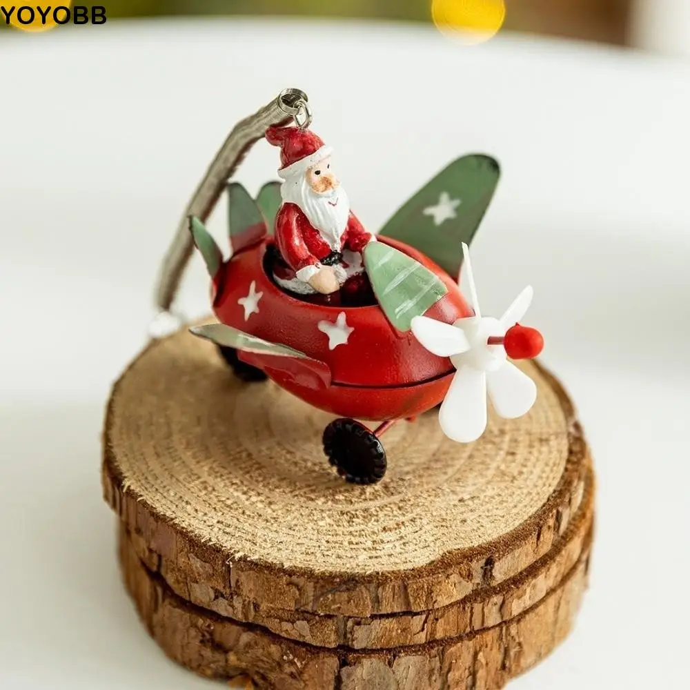 

Cartoon Santa Reindeer Figurine Exquisite Snowman/Elk Iron Christmas Pendant Decorative Hanging Xmas Hanging Aircraft Pendant